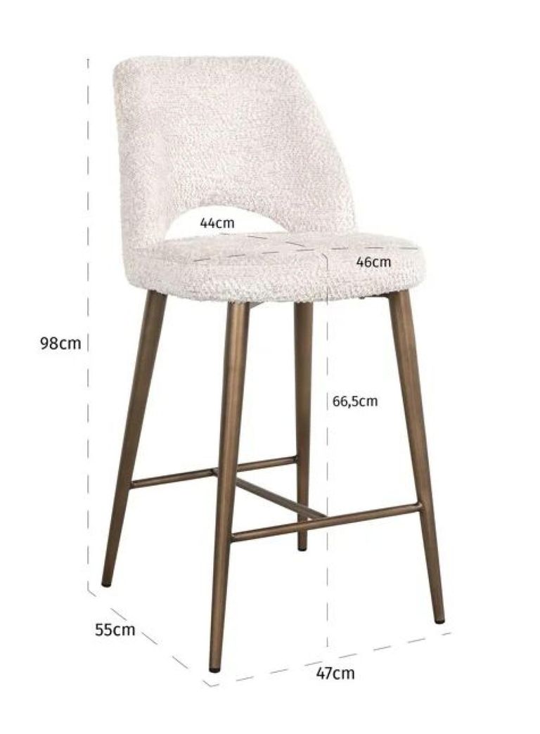 Delphine Cream Fabric Counter Stool with Back