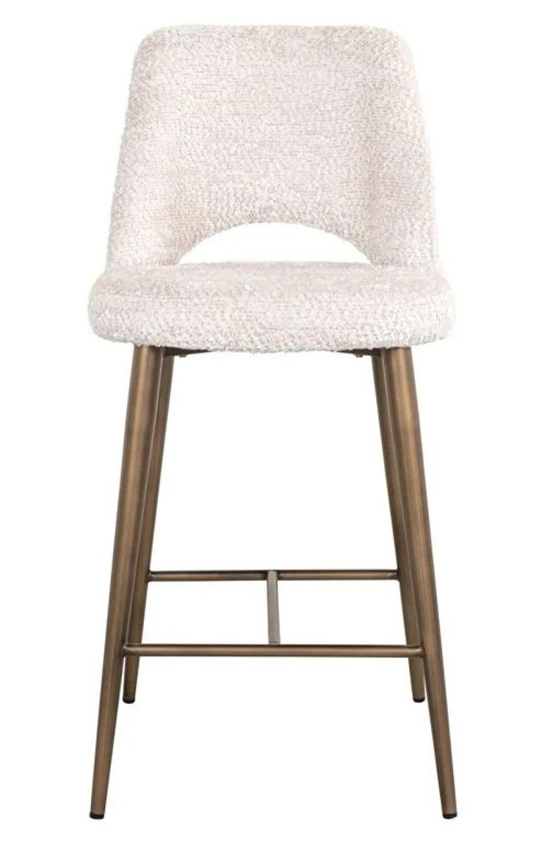Delphine Cream Fabric Counter Stool with Back