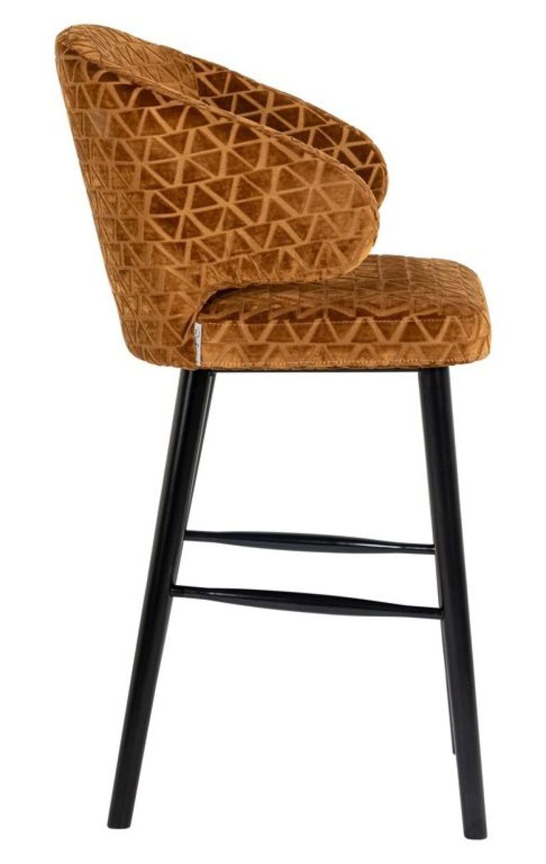 Indigo Gold Fabric Barstool with Back