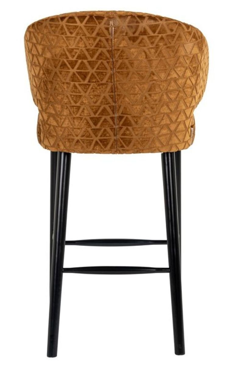 Indigo Gold Fabric Barstool with Back