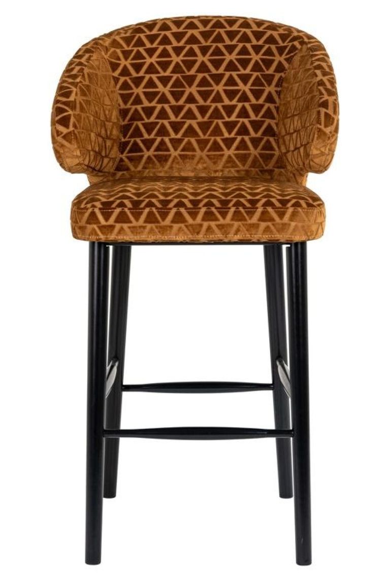 Indigo Gold Fabric Barstool with Back