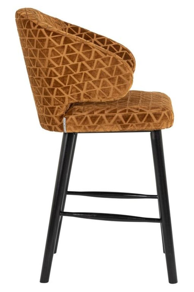 Indigo Gold Fabric Counter Stool With Back