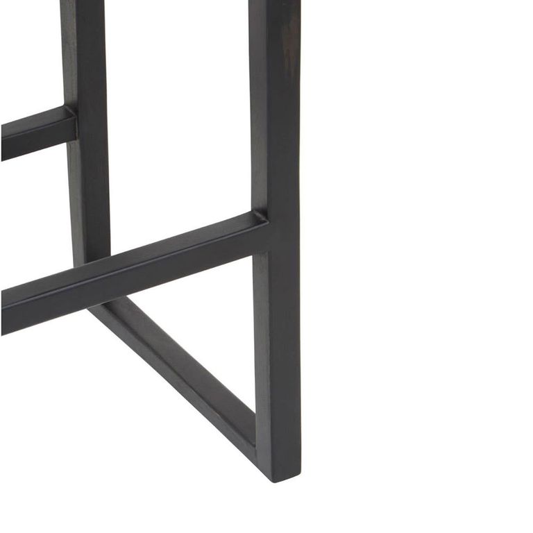 Kendari Barstool - Black Leather and Teak Wood - with Back