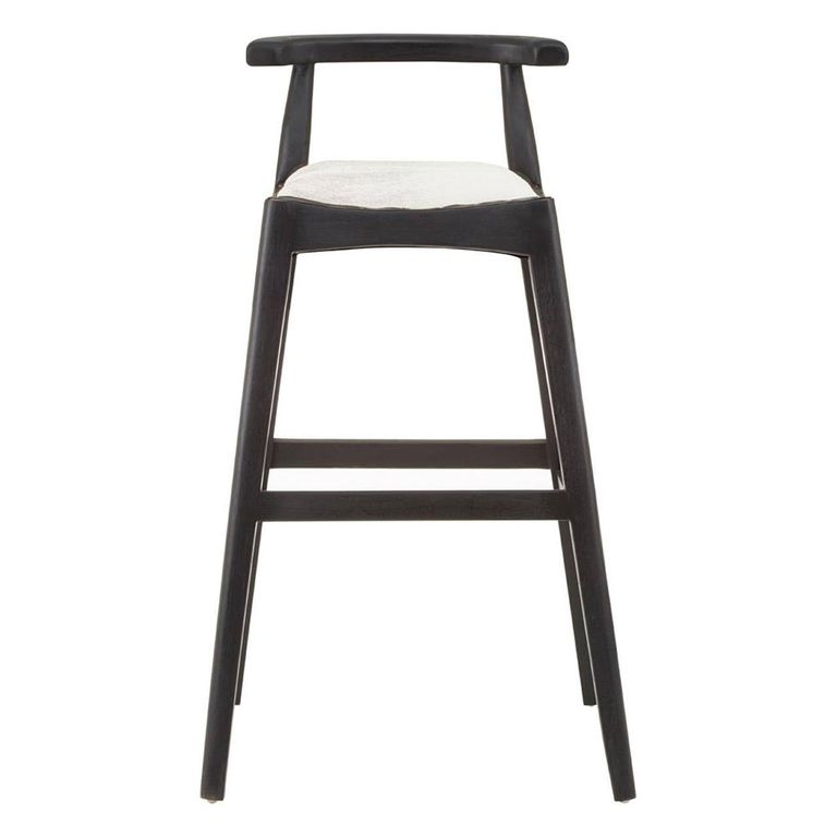 Kendari Barstool - White Leather with Teak Wood