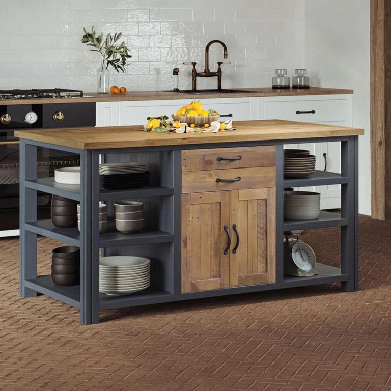 Splash Blue Reclaimed Wood 2 Door Kitchen Island
