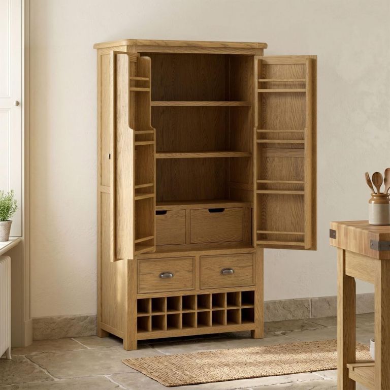 Dorchester Larder Unit - 2 Door - 4 Drawer - Rustic Oak