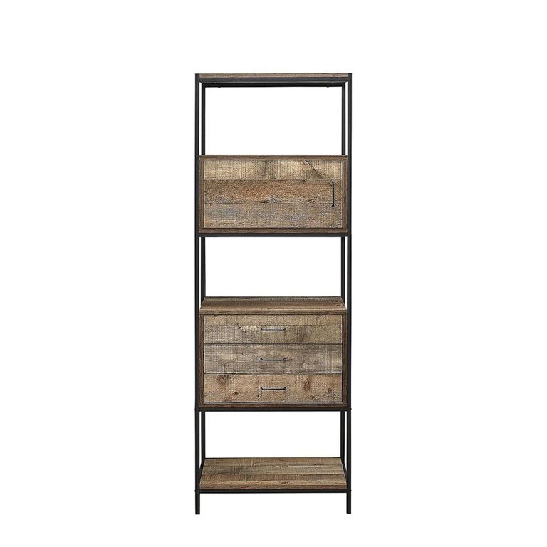 Urban Shelving Unit - Industrial Style - 1 Door 3 Drawer - Rustic Wood