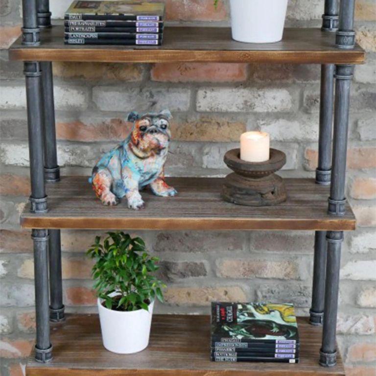 Shelves - Black Metal Pipe - 5 Wooden Shelves