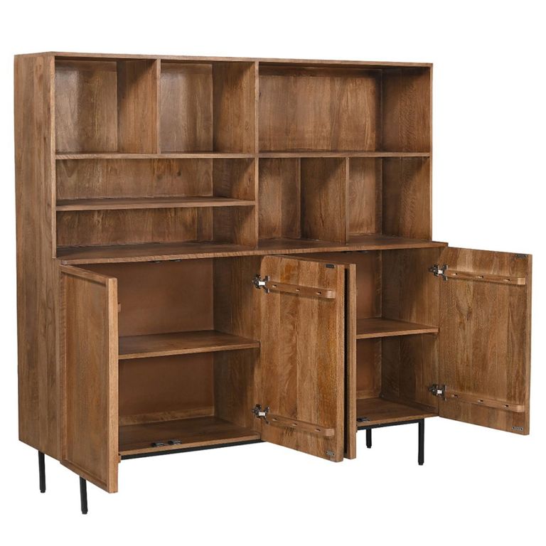 Elan Shelving Unit - Wide - 4 Door - Natural - Mango Wood