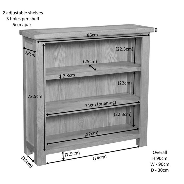 Original Bookcase - Low - Rustic Oak