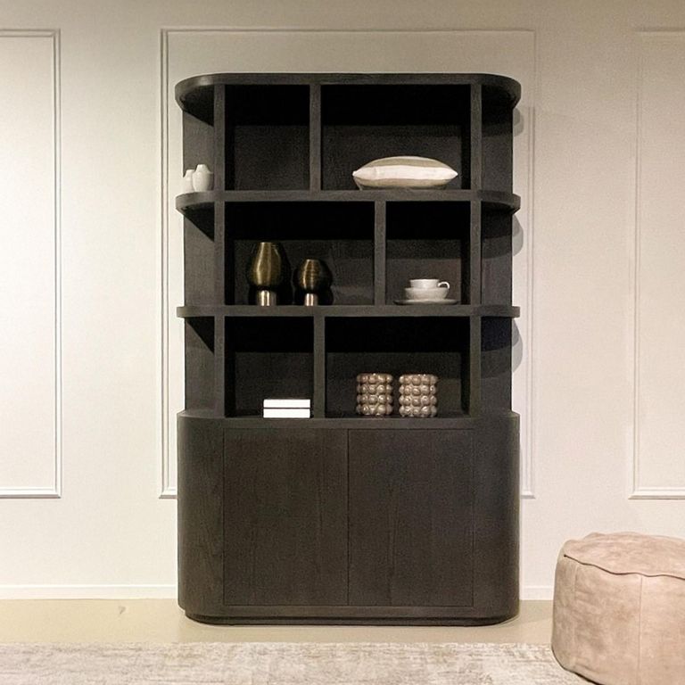 Novero Curved Bookcase - 2 Door - Espresso Oak