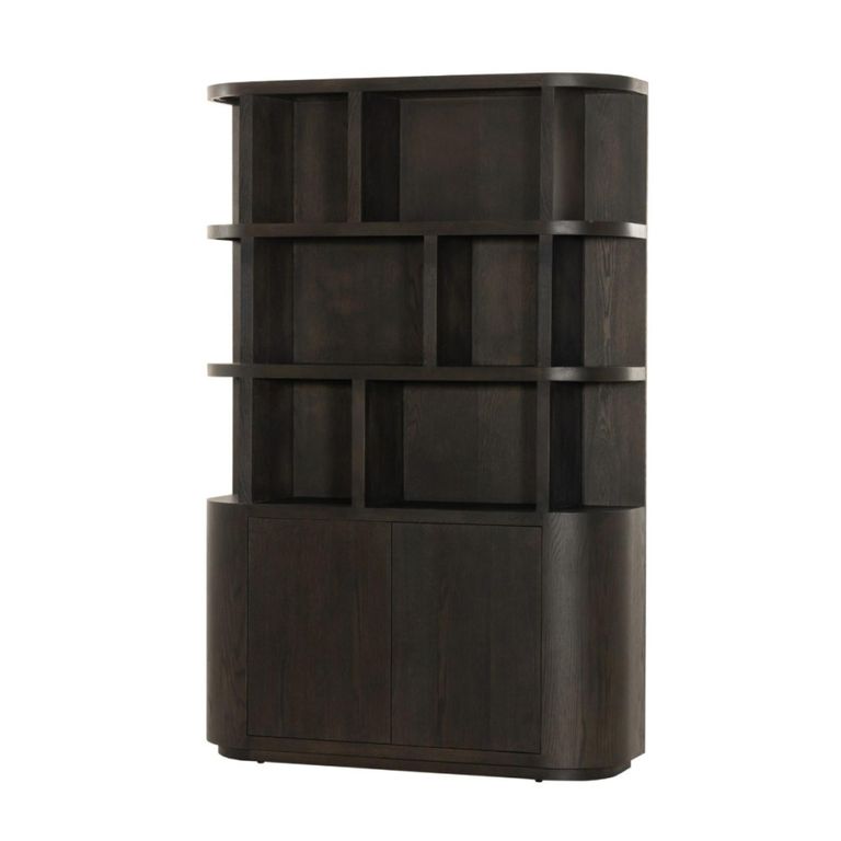 Novero Curved Bookcase - 2 Door - Espresso Oak