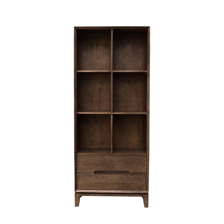 Cortez Bookcase - 2 Drawer - Brown - Mango Wood