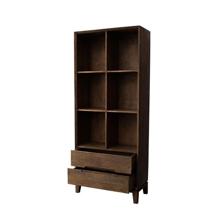 Cortez Bookcase - 2 Drawer - Brown - Mango Wood