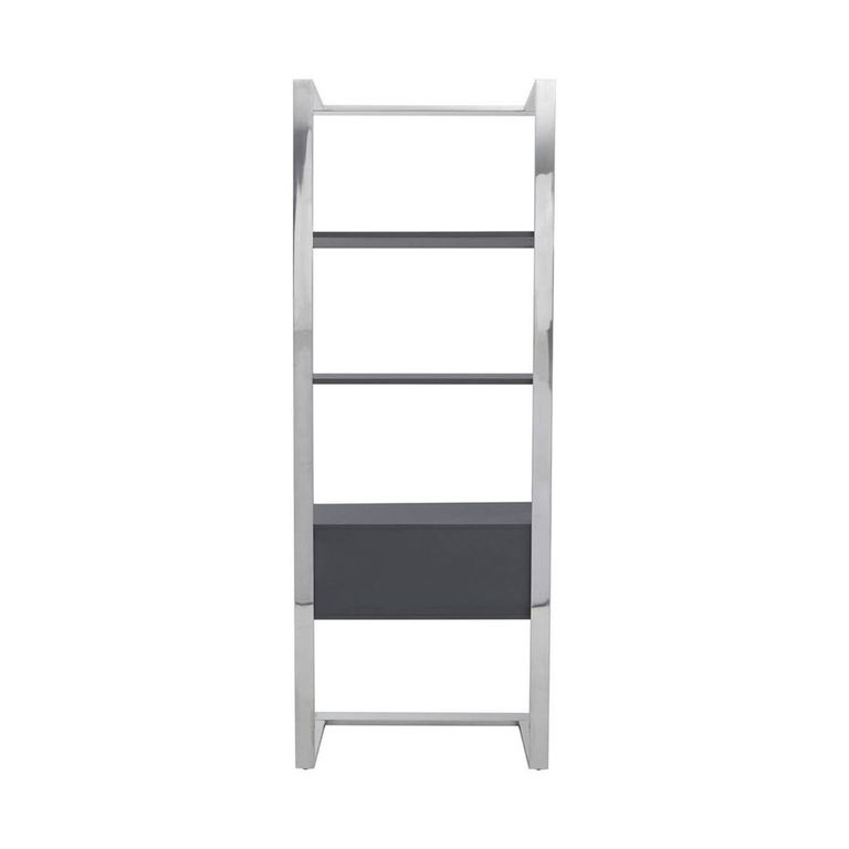 Genoa Shelving Unit - 1 Drawer - Open - Fluted - Grey and Metal