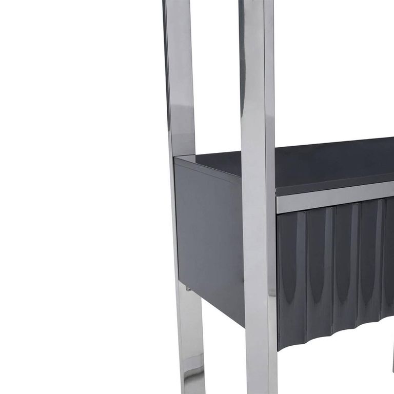 Genoa Shelving Unit - 1 Drawer - Open - Fluted - Grey and Metal