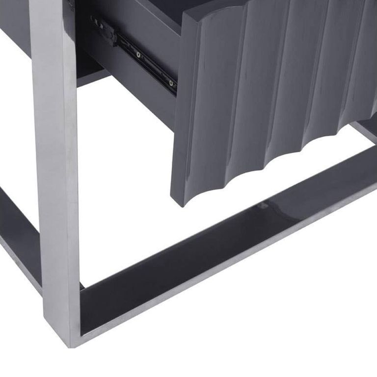 Genoa Shelving Unit - 1 Drawer - Open - Fluted - Grey and Metal