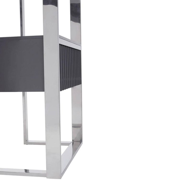 Genoa Shelving Unit - 1 Drawer - Open - Fluted - Grey and Metal