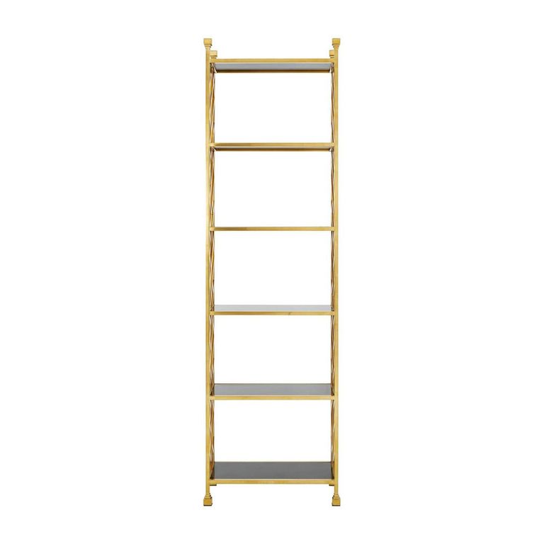 Horizon Bookcase - Black Glass with Gold Metal