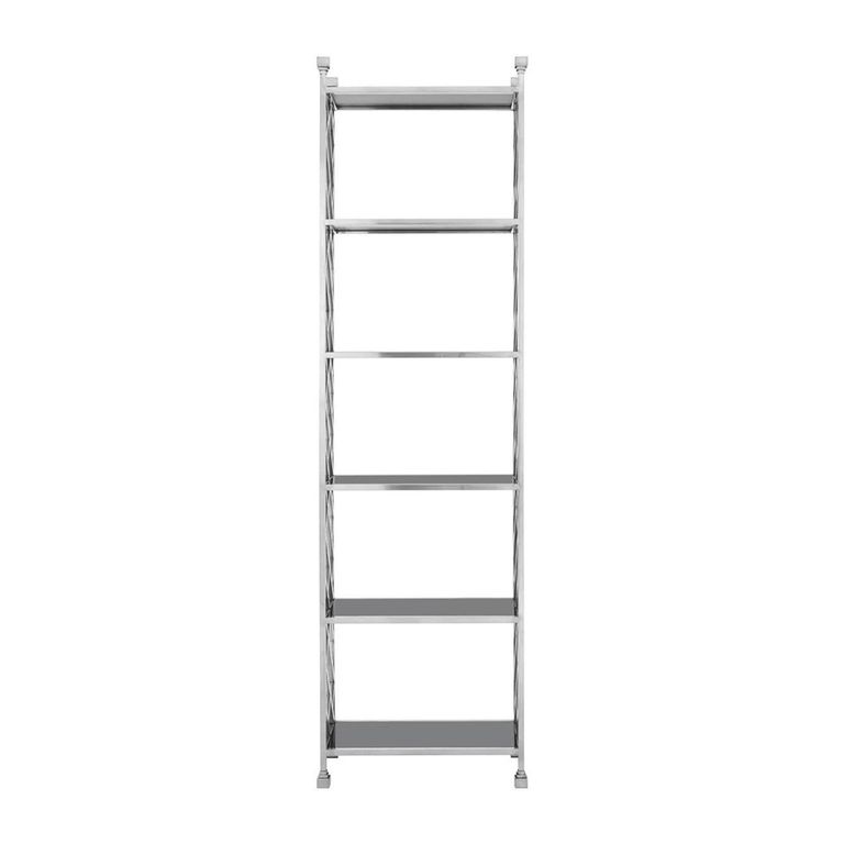 Horizon Bookcase - Black Glass with Silver Metal