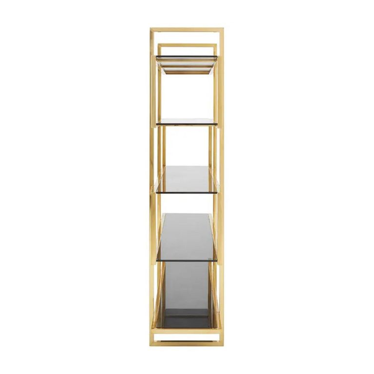 Horizon Bookcase - Maze - Black Glass with Gold Metal