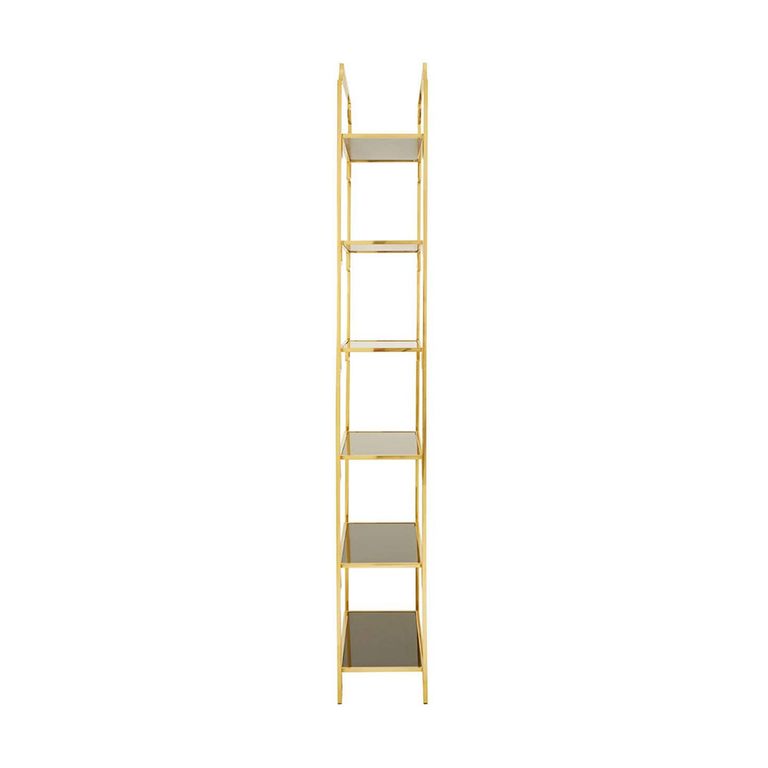 Horizon Open Shelving Unit - Black Glass with Gold Metal