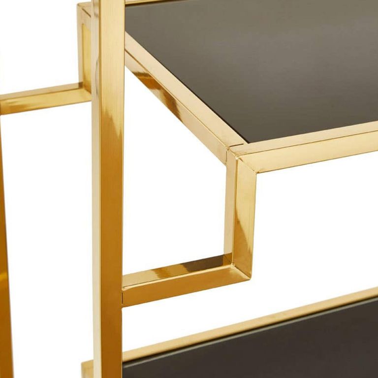 Horizon Open Shelving Unit - Black Glass with Gold Metal