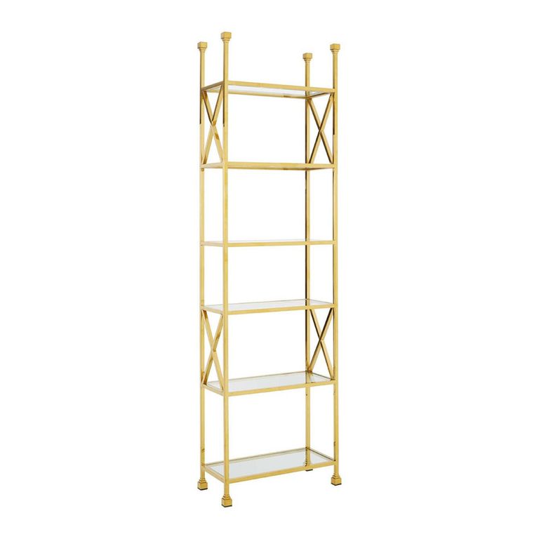 Horizon Open Shelving Unit - Clear Glass with Gold Metal