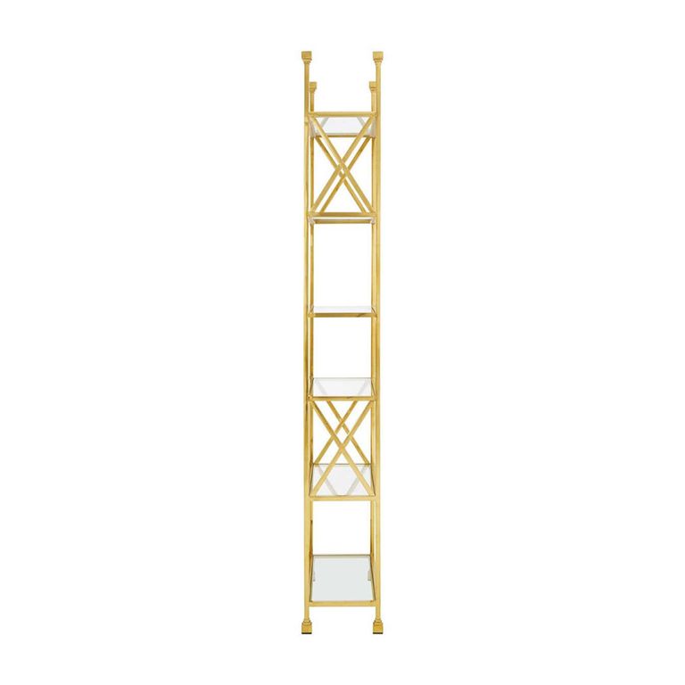 Horizon Open Shelving Unit - Clear Glass with Gold Metal