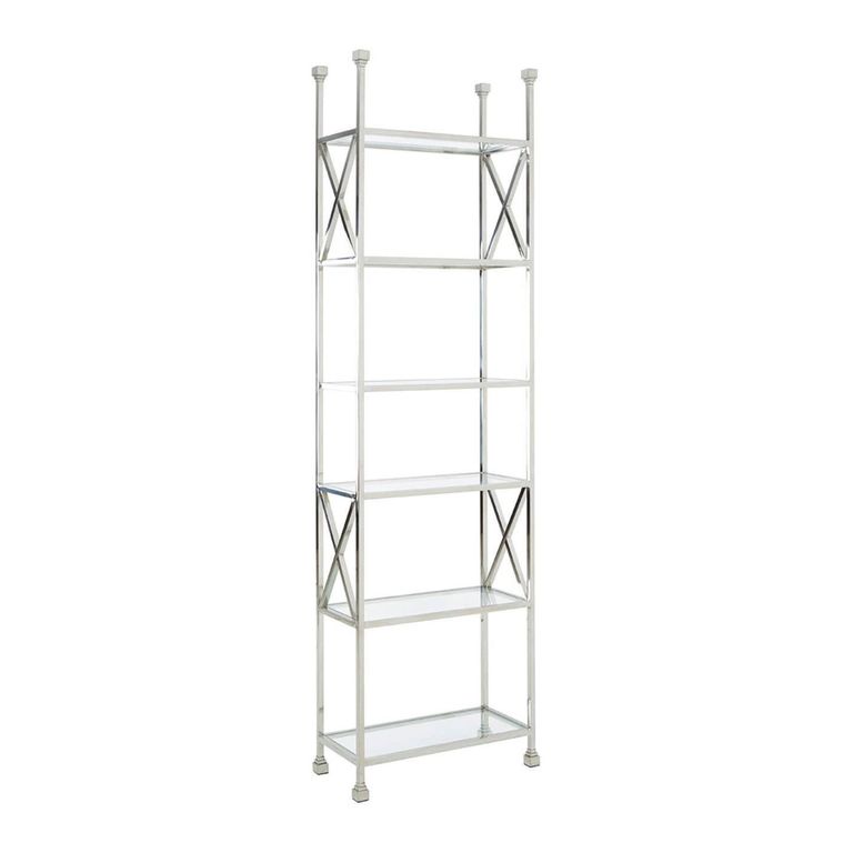 Horizon Open Shelving Unit - Clear Glass with Silver Metal