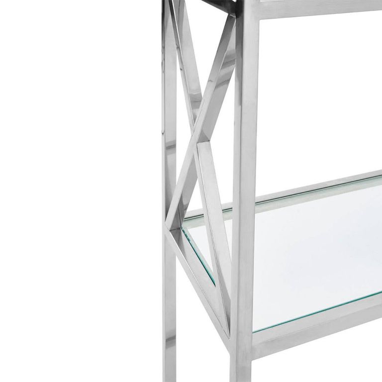 Horizon Open Shelving Unit - Clear Glass with Silver Metal