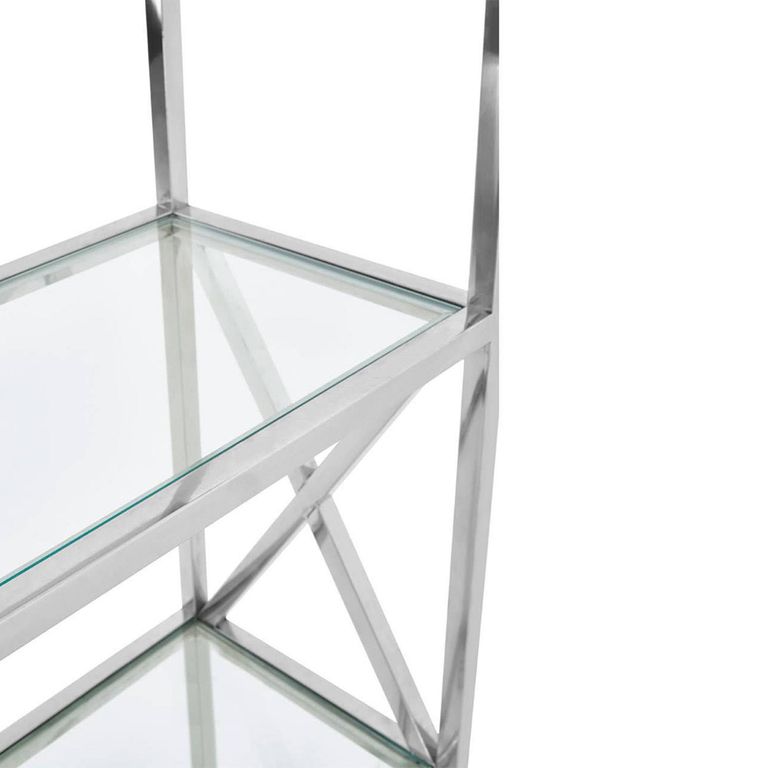 Horizon Open Shelving Unit - Clear Glass with Silver Metal