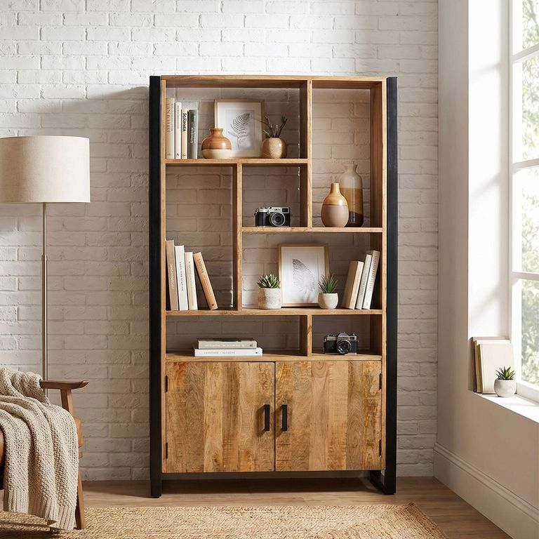 Nairobi Bookcase - 2 Door - Natural - Rustic Mango Wood