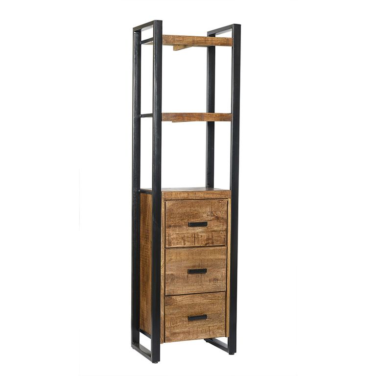 Nairobi Bookcase - 3 Drawer - Tall - Natural - Rustic Mango Wood