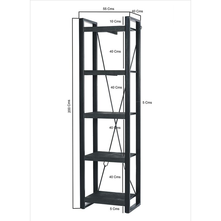 Norris Shelving Unit - Tall - Charcoal - Rustic Mango Wood