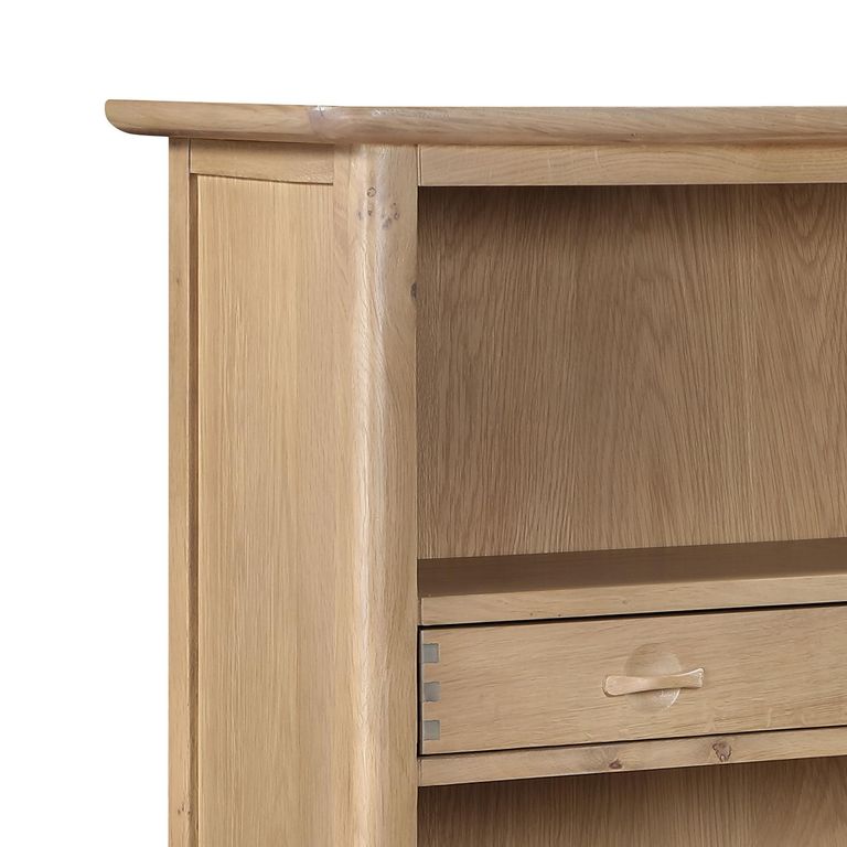 Cotswold Oak Bookcase - 1 Drawer - Low - Natural