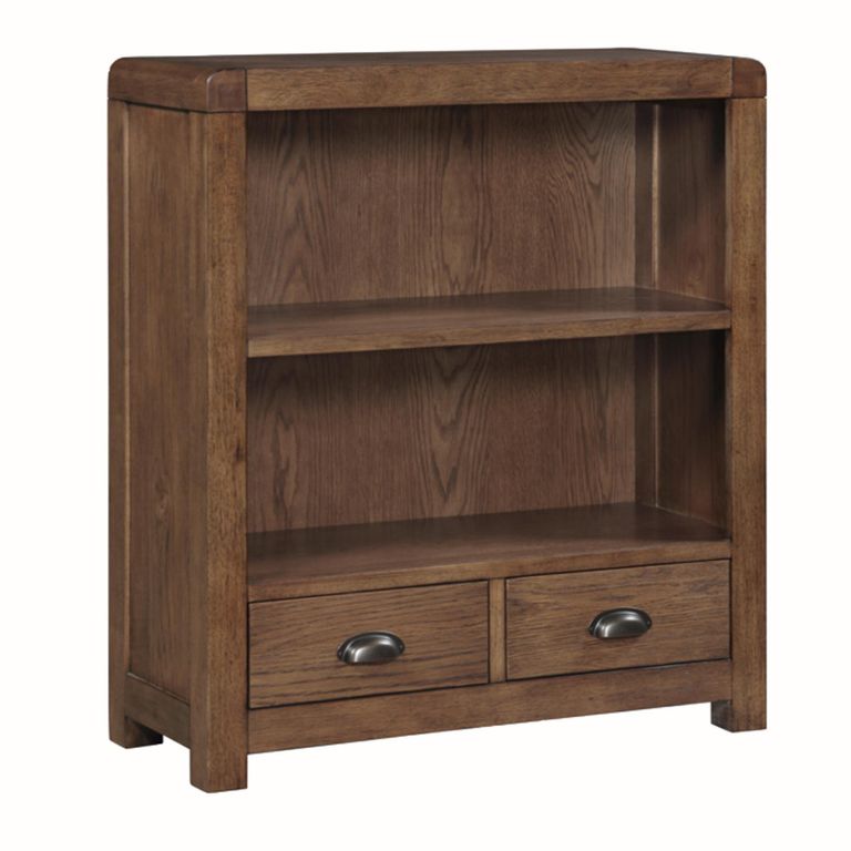 Oakridge Bookcase - 2 Drawer - Low - Dark Oak