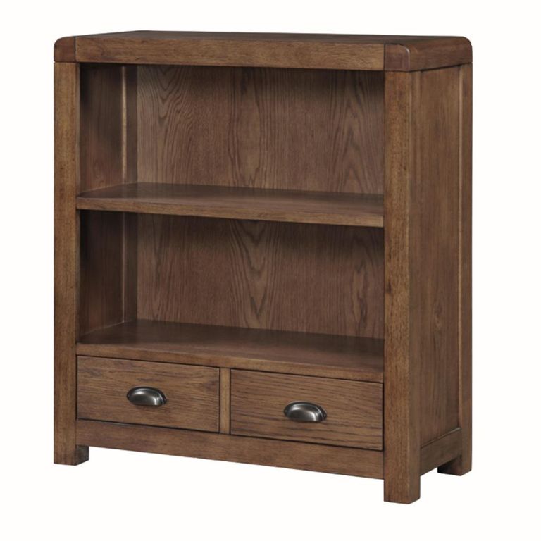 Oakridge Bookcase - 2 Drawer - Low - Dark Oak