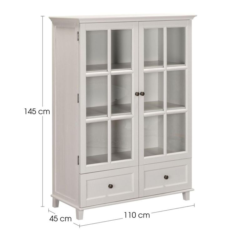 Provence Painted Bookcase - 2 Door - 2 Drawer - Low - Truffle
