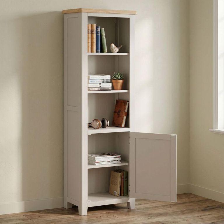 Windermere Painted Bookcase - 1 Door - Tall - Oyster Grey