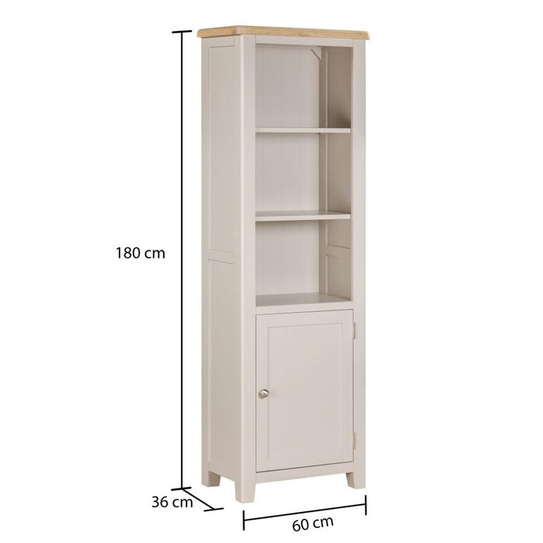 Windermere Painted Bookcase - 1 Door - Tall - Oyster Grey