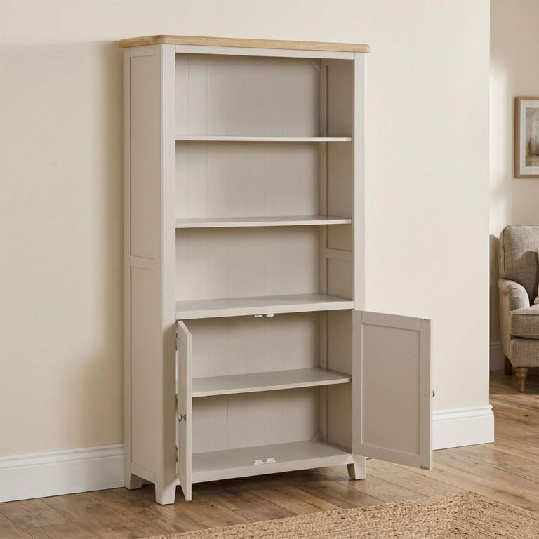 Windermere Painted Bookcase - 2 Door - Oyster Grey