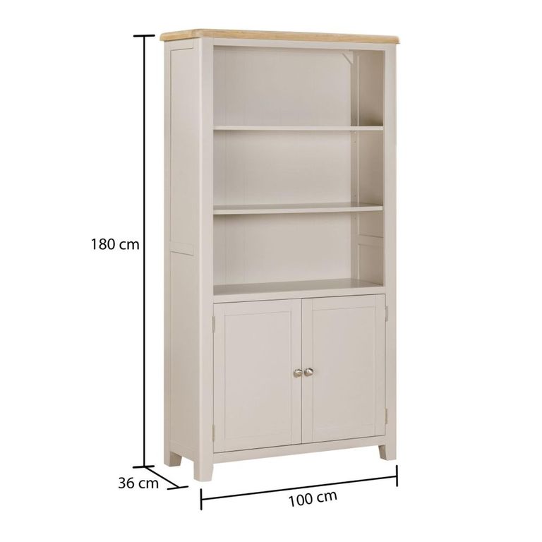 Windermere Painted Bookcase - 2 Door - Oyster Grey