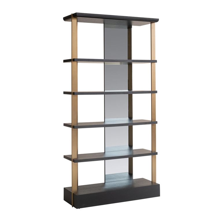 Alexander Jones Bookcase - Wide - Charcoal and Brass