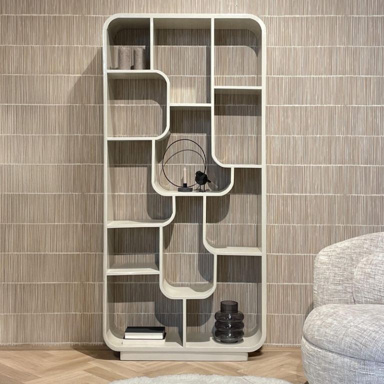 Brix Logan Open Shelving Unit - Off White - Mango Wood
