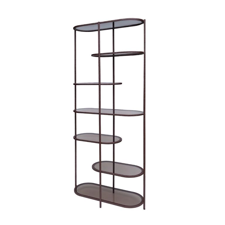 Brix Jill Open Shelving Unit - Tall - Burgundy - Glass and Metal