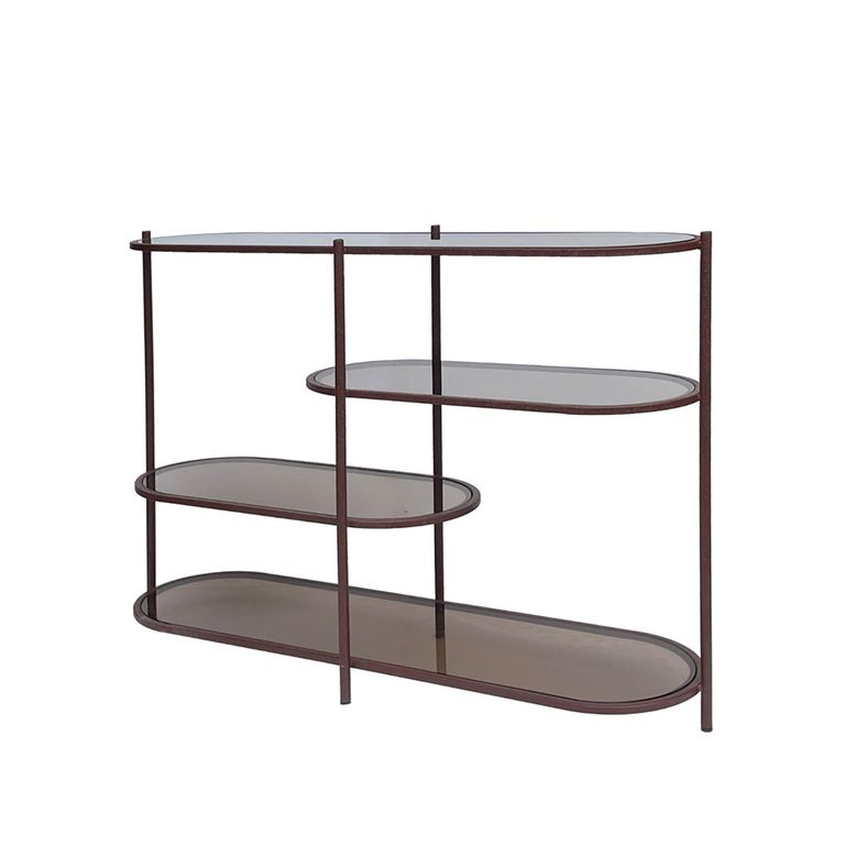 Brix Jill Open Shelving Unit - Low - Burgundy - Glass and Metal