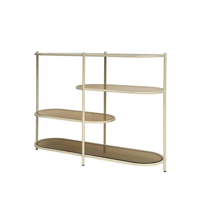 Brix Jill Open Shelving Unit - Low - Off White - Glass and Metal