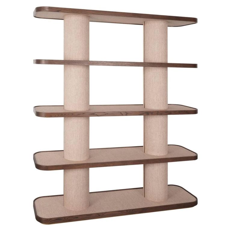 Willox Curved Open Shelving Unit - Beige and Brown - Oak