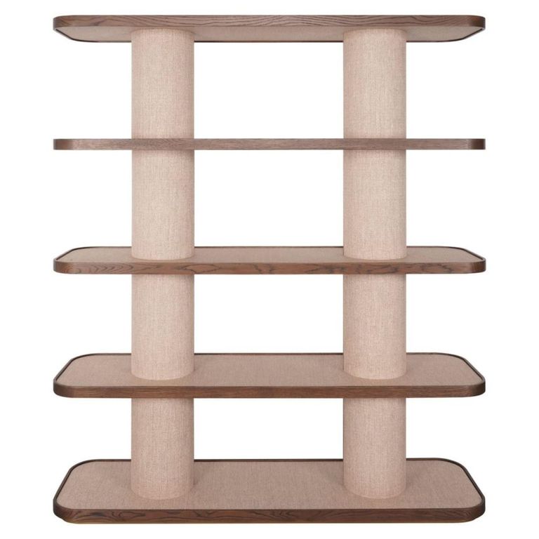 Willox Curved Open Shelving Unit - Beige and Brown - Oak